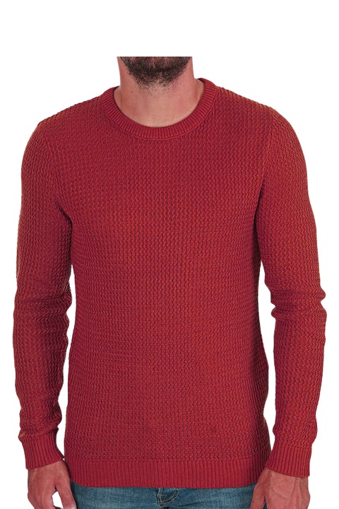 Мъжки пуловер Regular Fit, плетено деколте Jack&Jones-Jorflow, червен, L