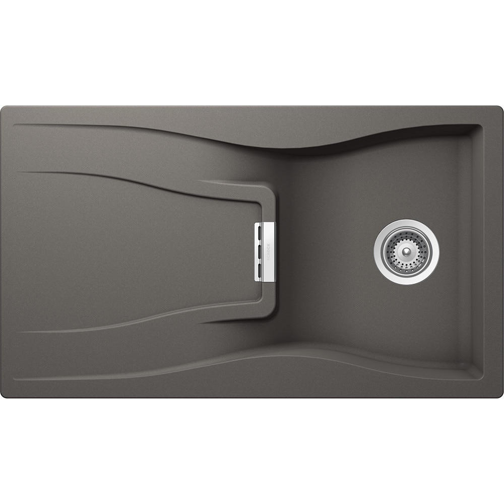 Chiuveta granit Schock Waterfall D-100 Silverstone, 860 x 500 mm, adancime cuva 184 mm, reversibila, montare pe blat