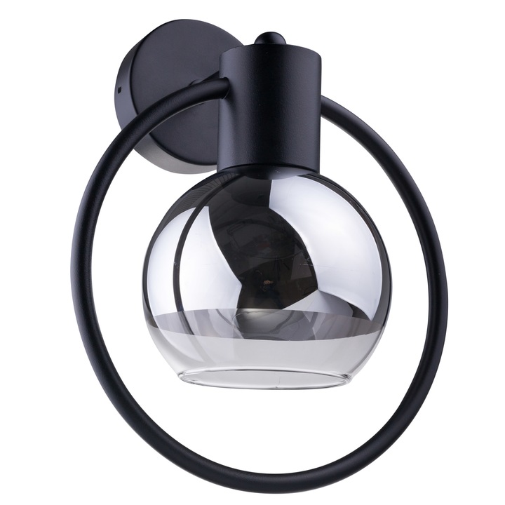 Világítótest, Luminex, Fém/Üveg, E27 aljzat, Átlátszó/Fekete