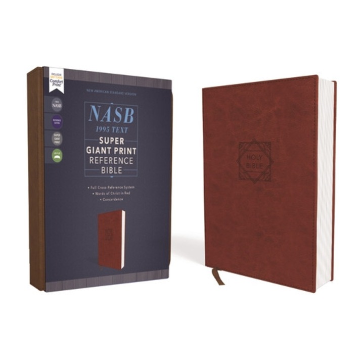 Nasb, Super Giant Print Reference Bible, Leathersoft, Brown, Red Letter Edition, 1995 Text, Comfort Print - Zondervan