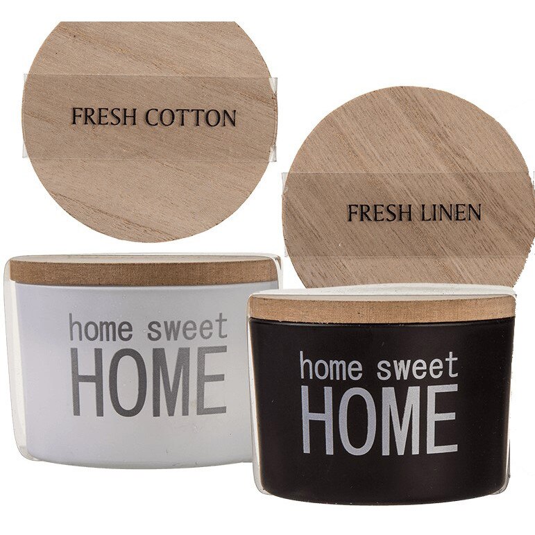 Set lumanari decorative cu suport din sticla - Home, sweet home, 7,5 x 5 cm, Radar 14412, 2 bucati