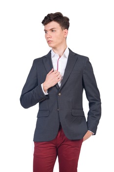 Sacou pentru barbati BE YOU, din stofa, Gri inchis Sacou pentru barbati BE YOU, din stofa, Gri inchis