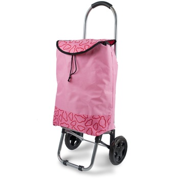 Carucior pentru piata/cumparaturi, doua roti plastic, cadru metalic, 80x25x23 cm, 28 litri - roz Carucior pentru piata/cumparaturi, doua roti plastic, cadru metalic, 80x25x23 cm, 28 litri - roz