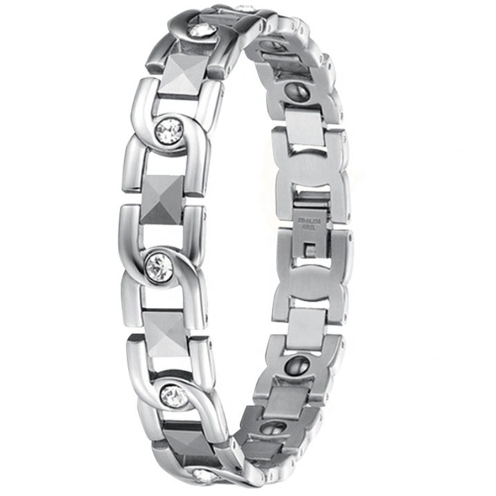 MagneticEnergy karkötő, CRM, unisex, állítható, ezüst, 19,5 cm