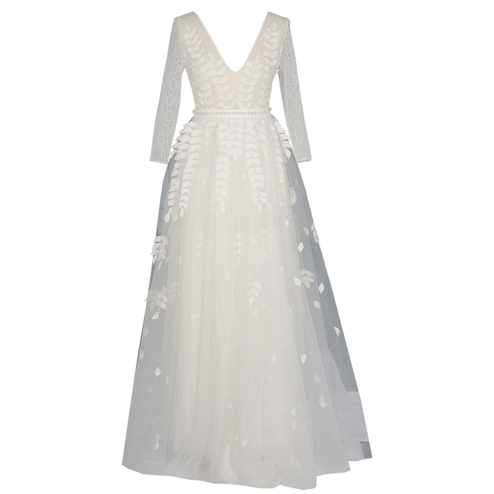 Rochie de mireasa alba din tul moale, dantela si broderie CAMINA - 38