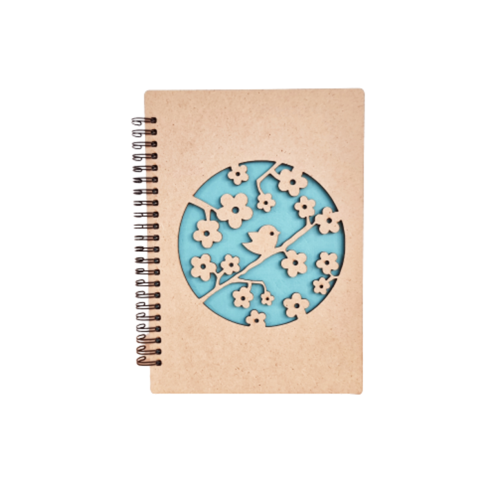 Agenda CreativArt, format A5 cu coperti din lemn, model Primavara