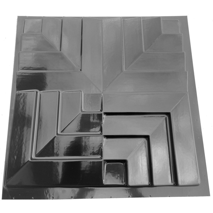 Matrita panou decorativ 3D, model Bali, plastic ABS, negru, 50x50cm