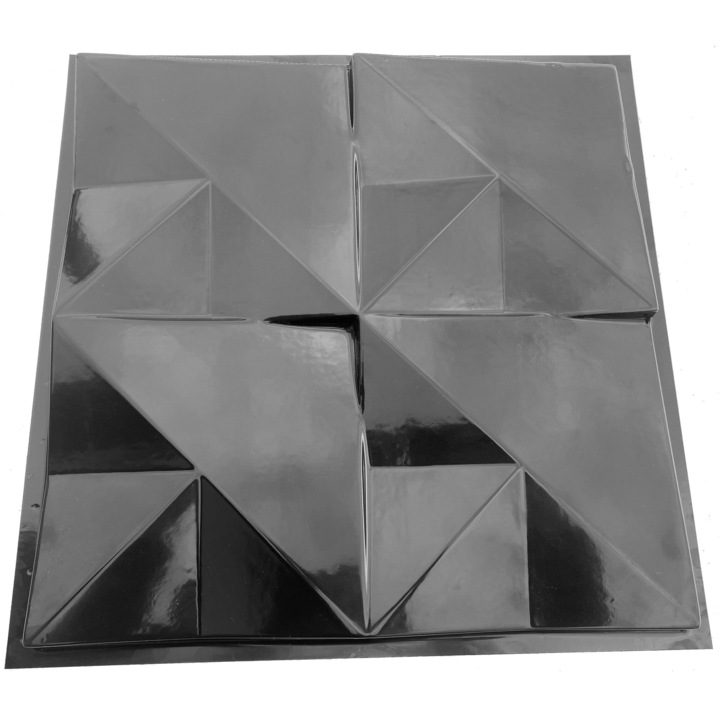 Matrita panou decorativ 3D, model Londra, plastic ABS, negru, 50x50cm