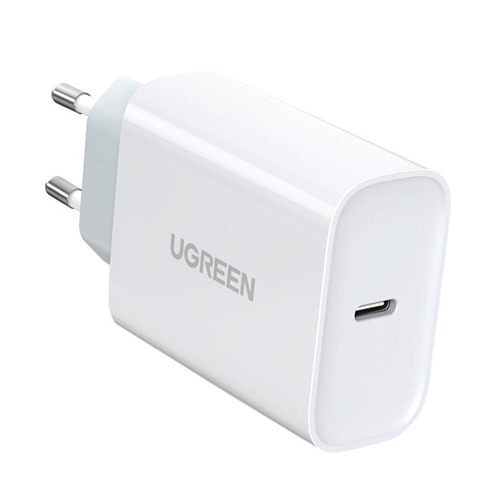 Hálózati töltő UGREEN CD127, USB-C, PD3.0, QC4.0, 30W, Fehér
