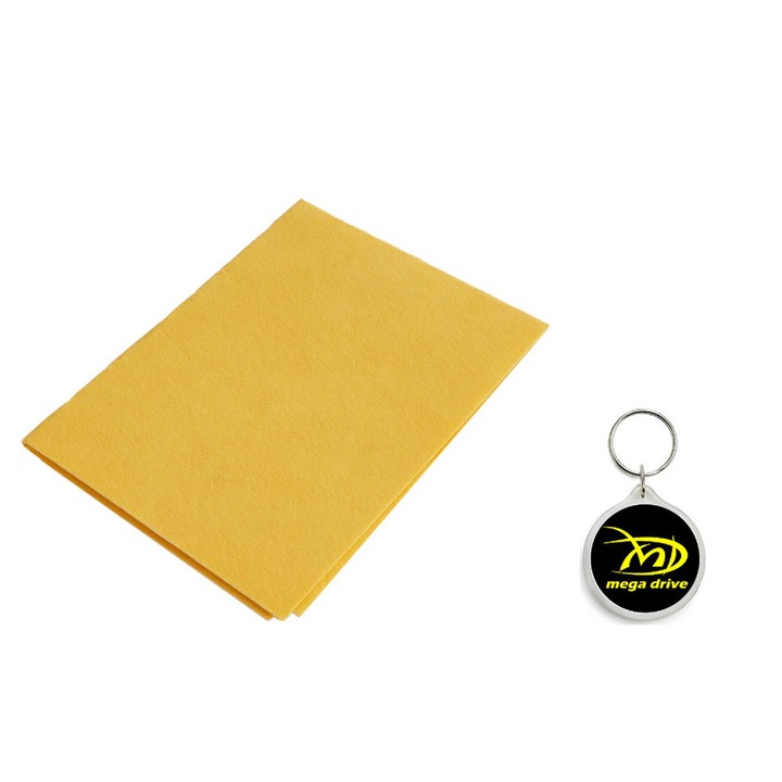 Set Laveta Piele Sintetica Chamois 40X30 Cm cu Breloc Mega Drive