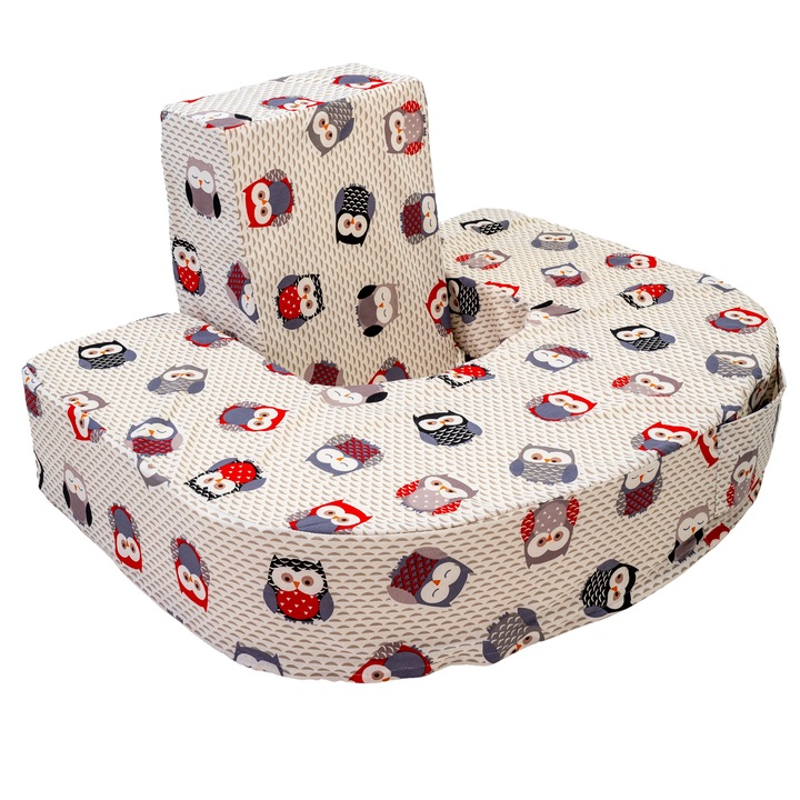 Joli Bebe szoptatós párna, ikreknek, háttámlával, baglyok