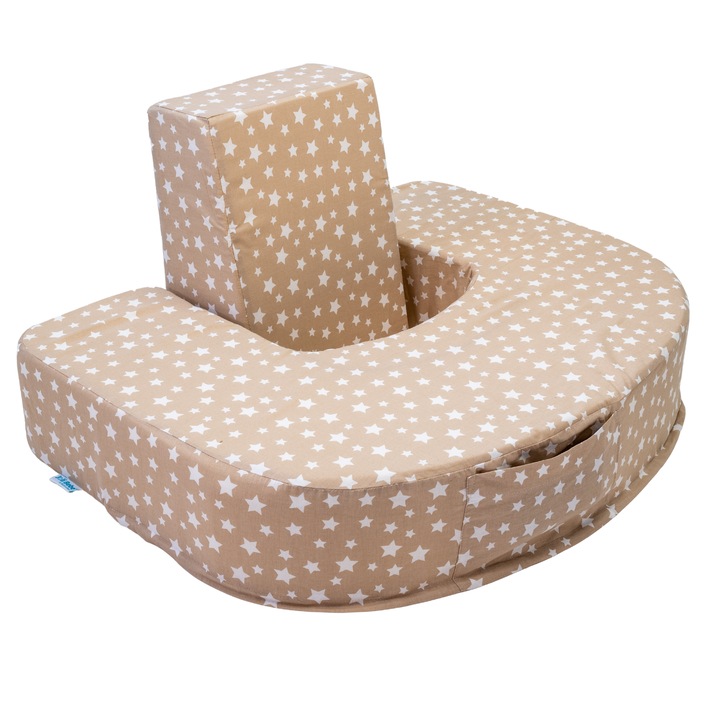 Perne pentru alaptat gemeni cu spatar, stelute albe pe maro