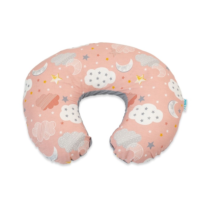 Szoptatós párna 2 az 1-ben levehető huzattal, felhők púder rózsaszínnel