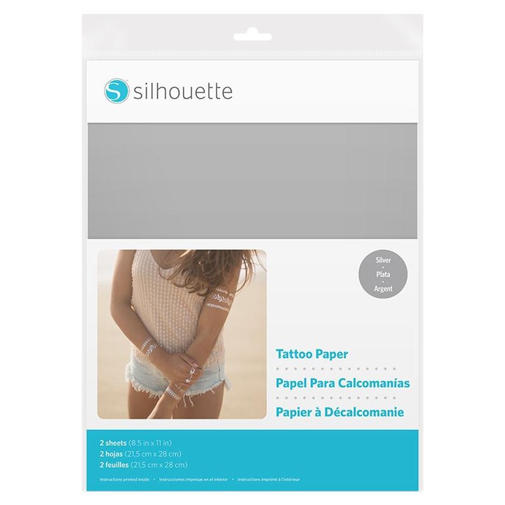 Хартия за временни татуировки Silhouette, SILHOUETTE, сребриста, 2 бр