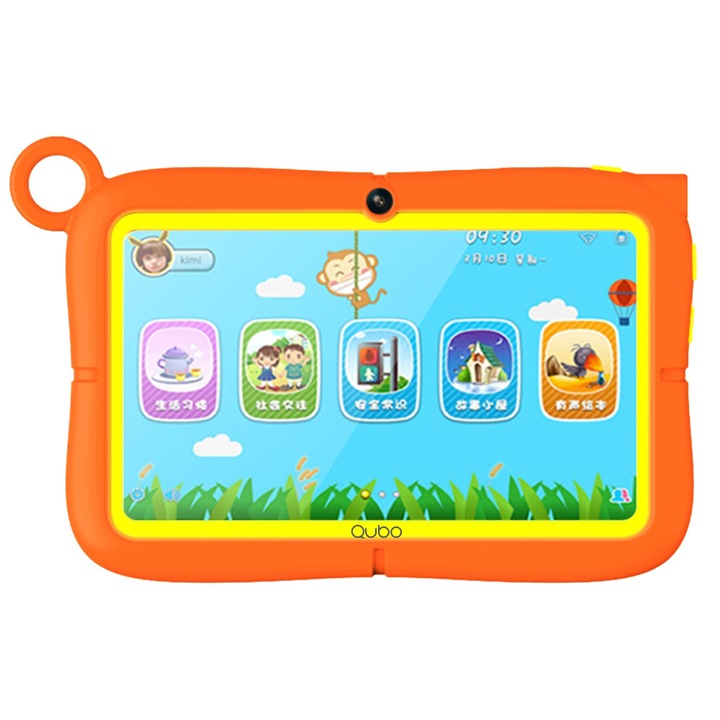 Таблет QUBO T7 KIDS, четириядрен, 3 GB RAM, 32 GB ROM, Android 12, оранжев