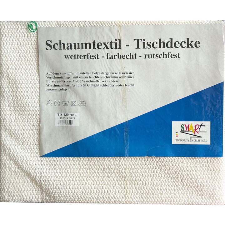 Asztaltakaró JUP 16269391 10-233, Vízálló, Kerek, Fehér, 130cm átmérő