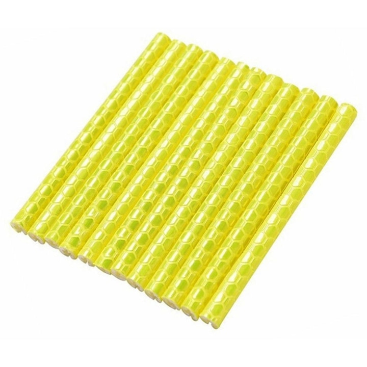Комплект от 12 украшения за велосипедни спици, Zola®, от отразяващ материал, 8 см, жълт