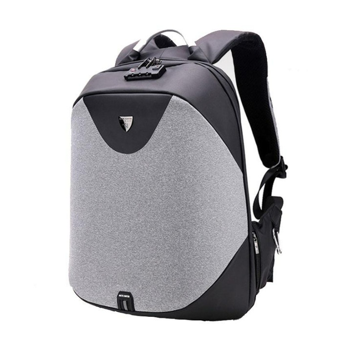 Rucsac laptop Arctic Hunter, Poliester, 15.6 inch, Gri/Negru