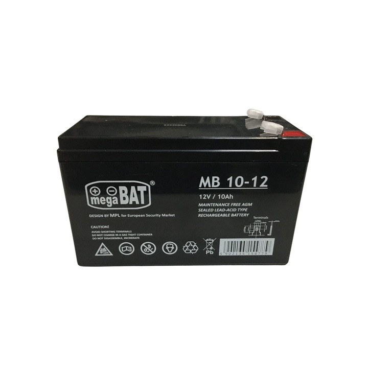 Оловно-киселинна батерия MegaBAT, MB 10-12, 12V 10Ah, клема F1