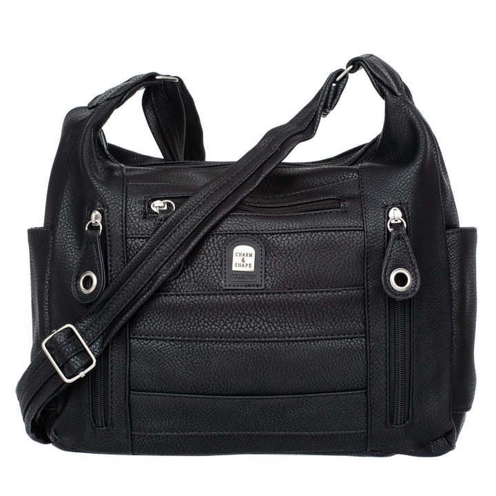 Női táska, Ökológiai bőr, váll, Charm&Shape, Fekete