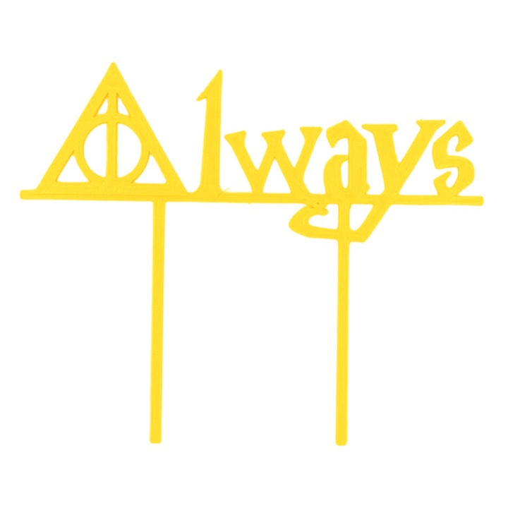 Decoratiune topper tort "ALWAYS", galben 13 x 15.5 cm