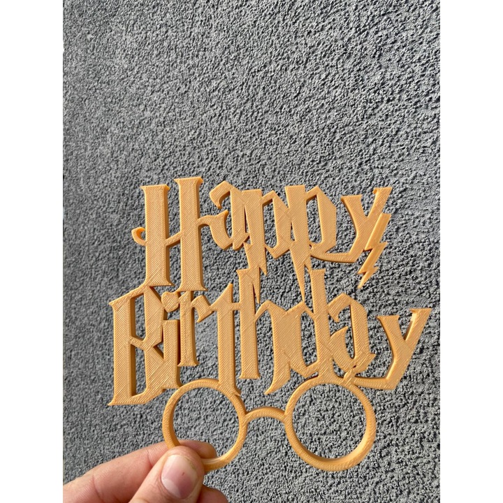Decoratiune topper tort "HARRY POTTER", auriu 13.5 x 15 cm