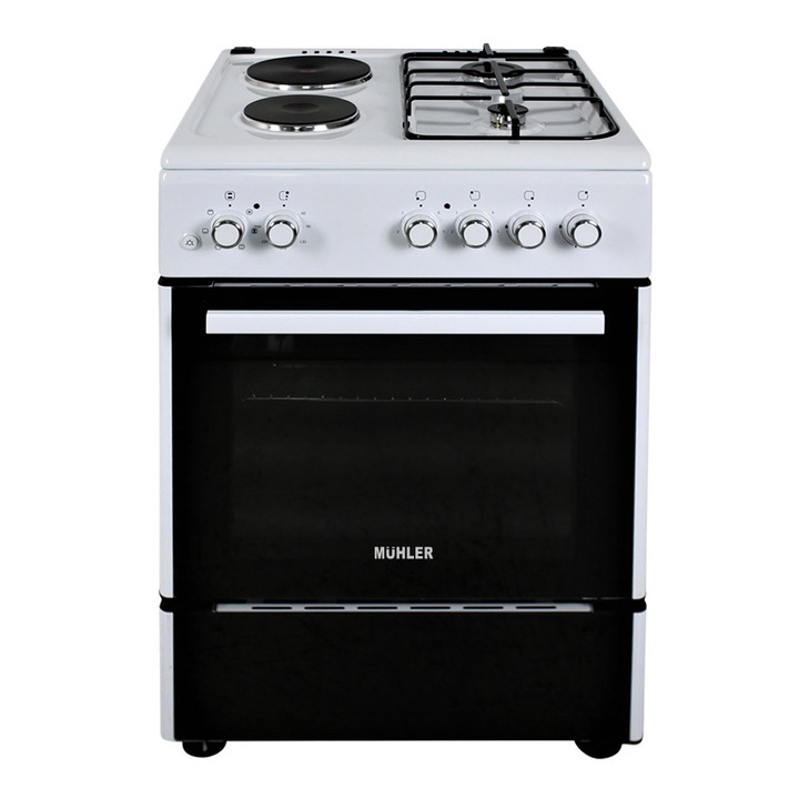Готварска печка Muhler ELC-R601G, 2Г+2Е, Бял