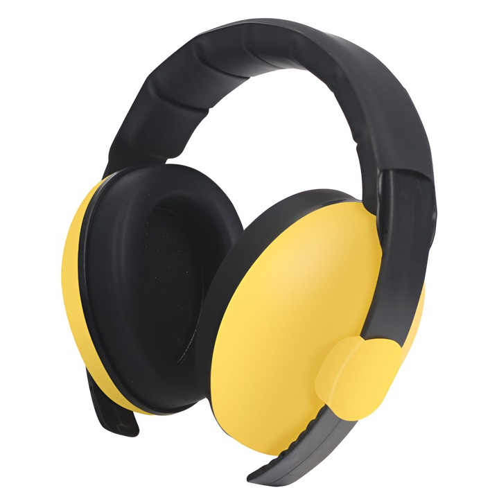 Casti antifonice pentru bebelusi si copii Amurana, SNR 25 DB, Protectie impotriva zgomotului, Protectie auz, Design ergonomic, Marime reglabila, Confortabile, Usoare, Galben