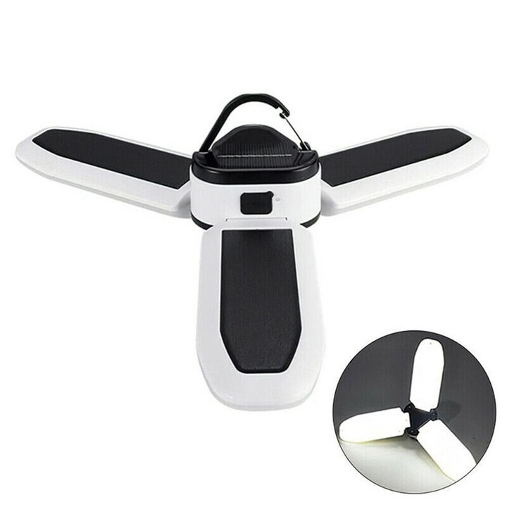 Lampa solara LED exterior/interior pentru camping si gradina cu funtie de baterie externa, POWER BANK inclusa