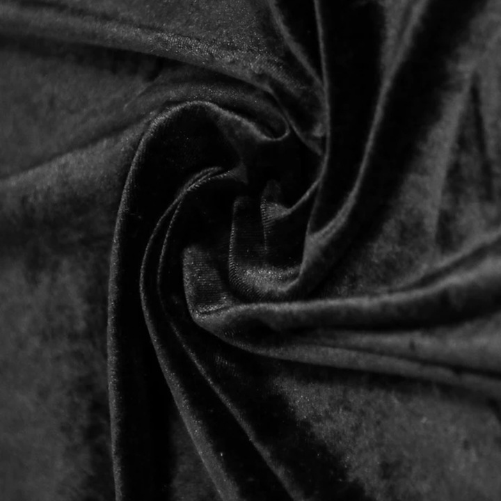 Material textil Catifea elastica, Imprimeu Uni, 150 x 100 cm, Negru