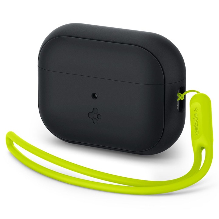 Carcasa Spigen Silicone Fit Strap compatibila cu Apple AirPods Pro / Pro 2 Black/Green