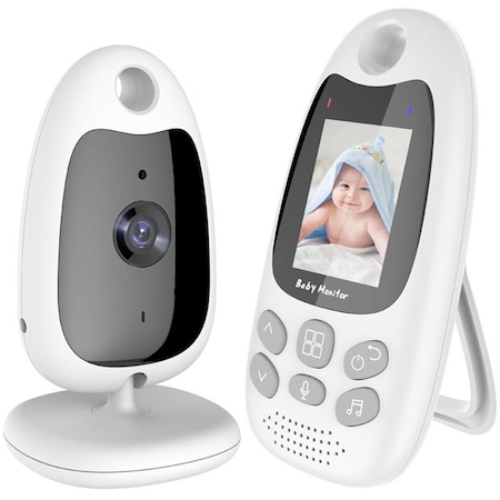 Baby Monitor Wireless BabyToy™ 610 FullHD, Display LCD, Monitorizare Video Audio Bebelusi, Vedere Nocturna, Comunicare Bidirectional, Monitor Temperatura, Cantece Leagan, Push to Talk, Senzor Miscare, alb