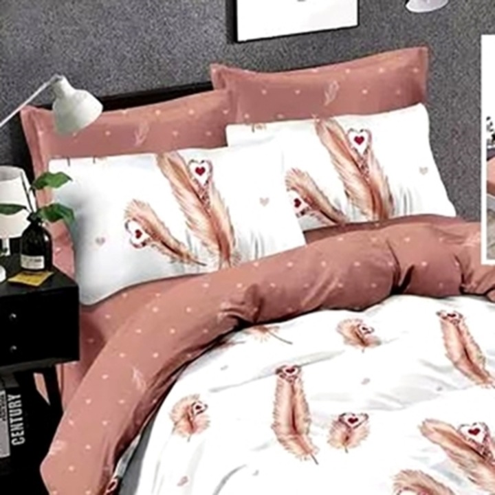 Lenjerie de pat Finet, cearceaf cu elastic, 6 piese, pentru pat dublu, multicolor, Ralex Pucioasa, 160x200cm, LDP-FINH-10011