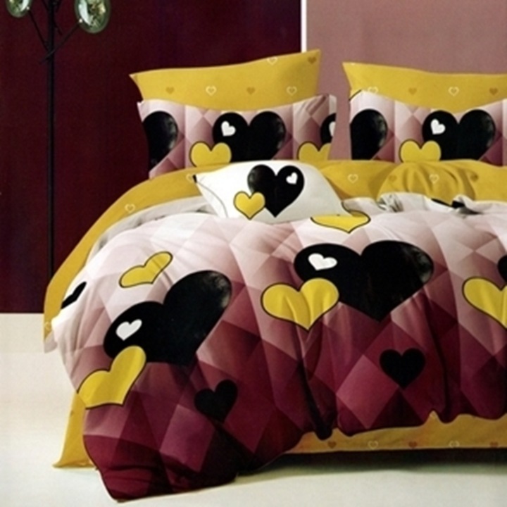 Lenjerie de pat Finet, cearceaf cu elastic, 6 piese, pentru pat dublu, multicolor, Ralex Pucioasa, 160x200cm, LDP-FINH-10039