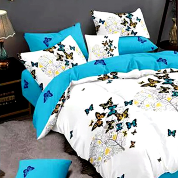 Lenjerie de pat Finet, cearceaf cu elastic, 6 piese, pentru pat dublu, multicolor, Ralex Pucioasa, 160x200cm, LDP-FINH-100260