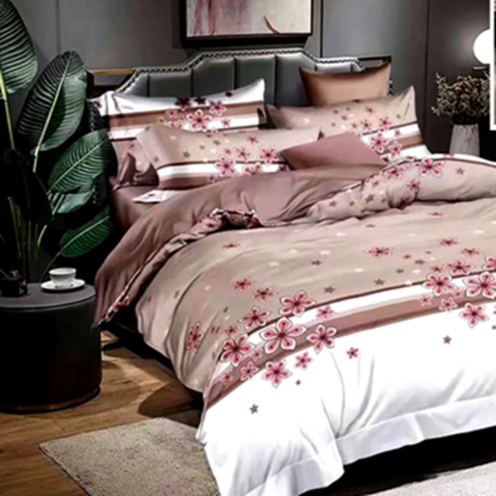 Lenjerie de pat Finet, cearceaf cu elastic, 6 piese, pentru pat dublu, multicolor, Ralex Pucioasa, 160x200cm, LDP-FINH-100266