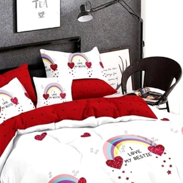 Lenjerie de pat Finet, cearceaf cu elastic, 6 piese, pentru pat dublu, multicolor, Ralex Pucioasa, 160x200cm, LDP-FINH-10026