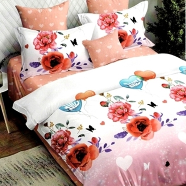 Lenjerie de pat Finet, cearceaf cu elastic, 6 piese, pentru pat dublu, multicolor, Ralex Pucioasa, 160x200cm, LDP-FINH-100270