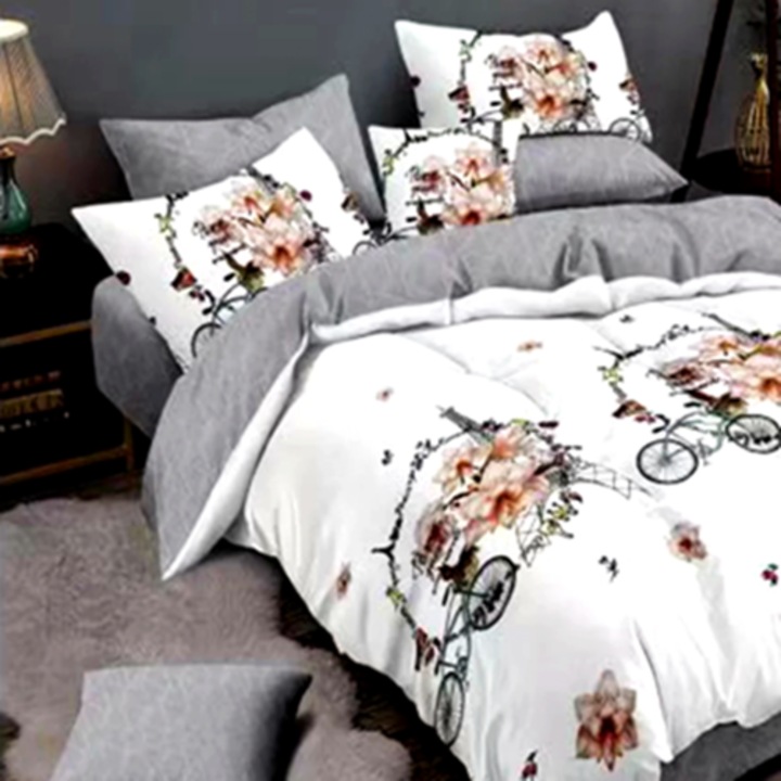 Lenjerie de pat Finet, cearceaf cu elastic, 6 piese, pentru pat dublu, multicolor, Ralex Pucioasa, 160x200cm, LDP-FINH-100281