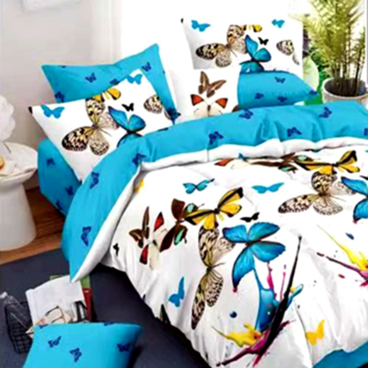 Lenjerie de pat Finet, cearceaf cu elastic, 6 piese, pentru pat dublu, multicolor, Ralex Pucioasa, 160x200cm, LDP-FINH-100288