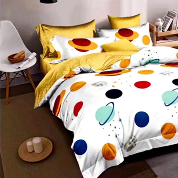 Lenjerie de pat Finet, cearceaf cu elastic, 6 piese, pentru pat dublu, multicolor, Ralex Pucioasa, 160x200cm, LDP-FINH-100293