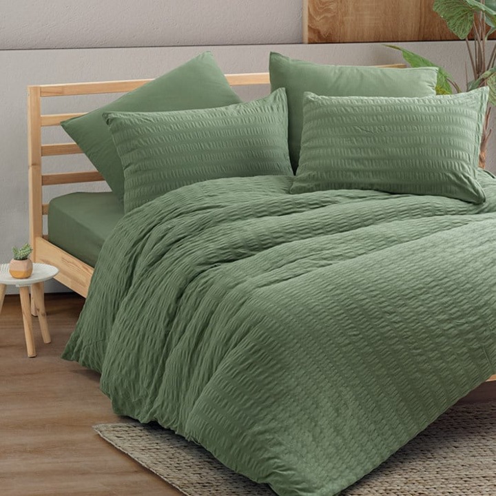 Спално бельо Cottonbox, Crepe, 100% Крепониран памук, Зелен, 4 части