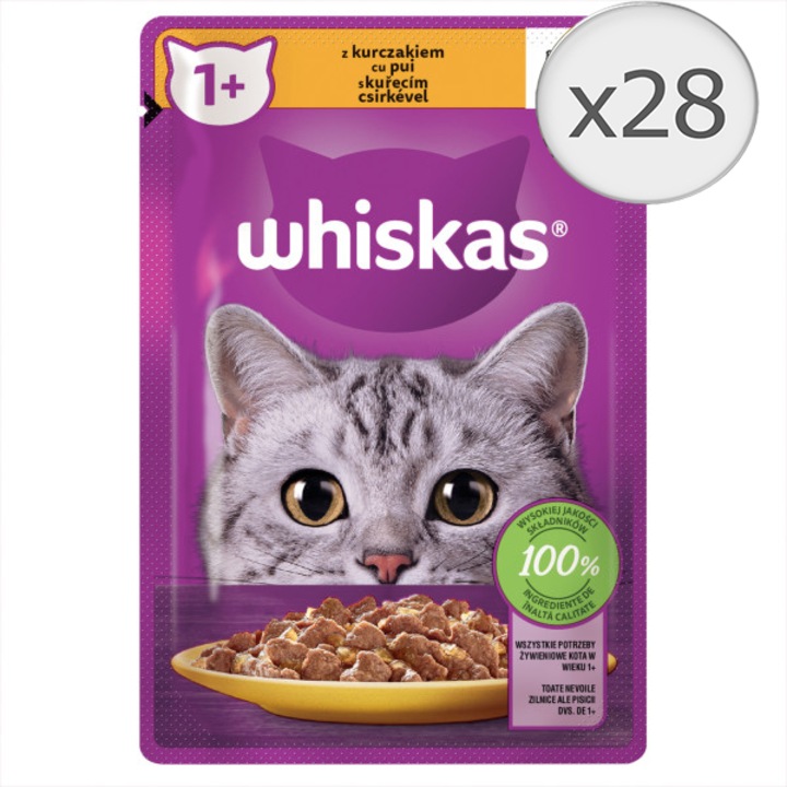 Hrana umeda pentru pisici Whiskas, pui in aspic, 28 x 85 g