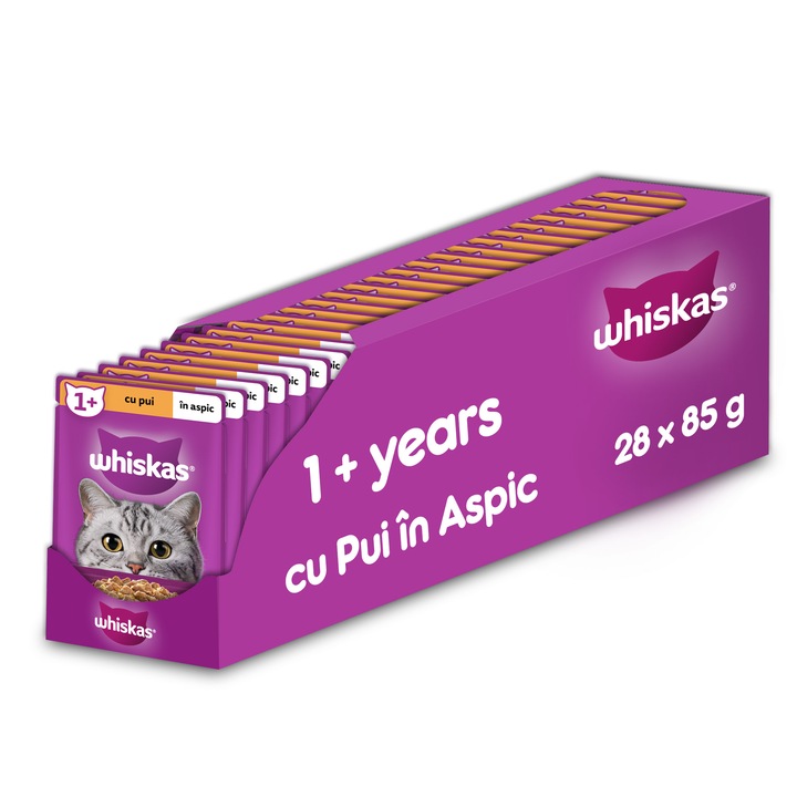 Hrana umeda pentru pisici Whiskas, pui in aspic, 28 x 85 g