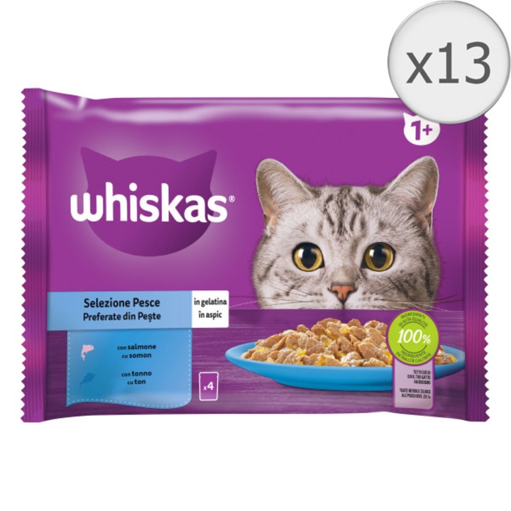 Hrana umeda pentru pisici Whiskas, selectii de peste in aspic, 13 x 4 x 85 g