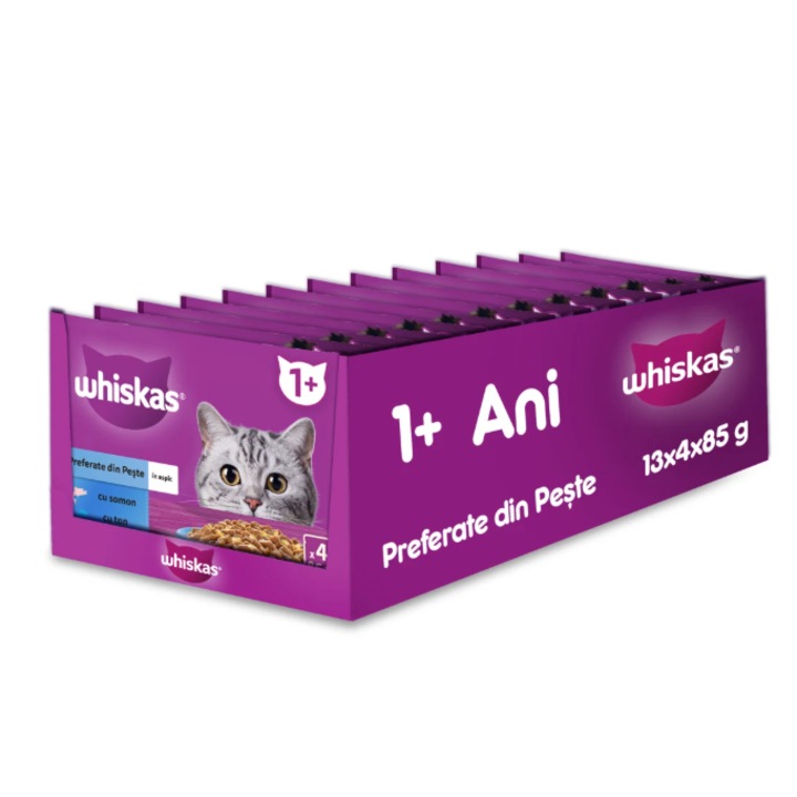 Hrana umeda pentru pisici Whiskas, selectii de peste in aspic, 13 x 4 x 85 g