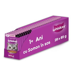 Hrana umeda pentru pisici Whiskas, Somon in sos, 28 x 85 g