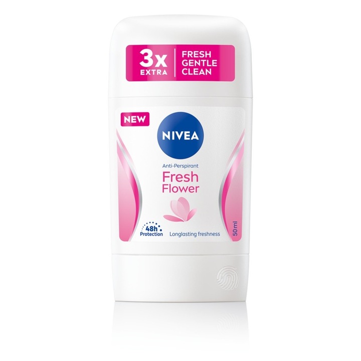 Női dezodor rúd, NIVEA, 48h, virágos, 50 ml, fehér/rózsaszín