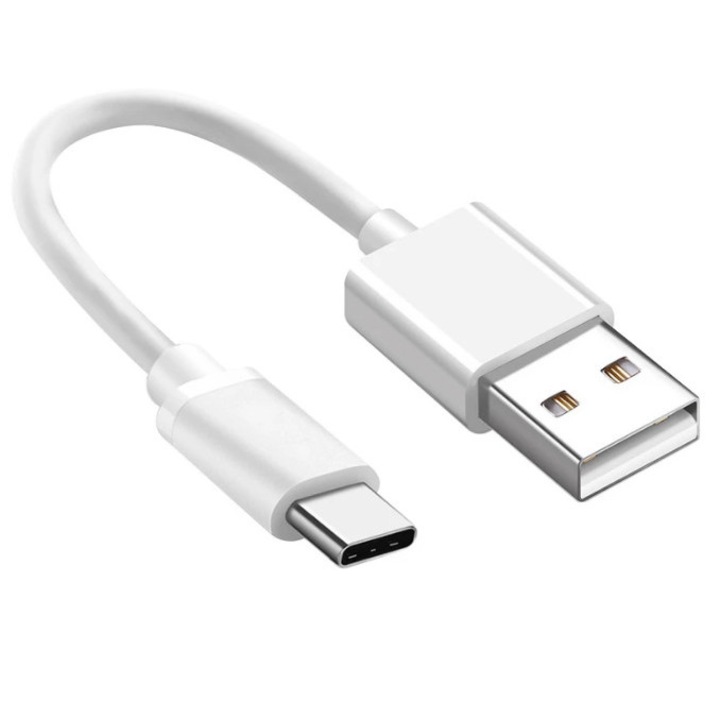 Prémium Adat- és Töltőkábel, 20 cm, USB-C/USB típusú, 2.4A gyorstöltés, fehér