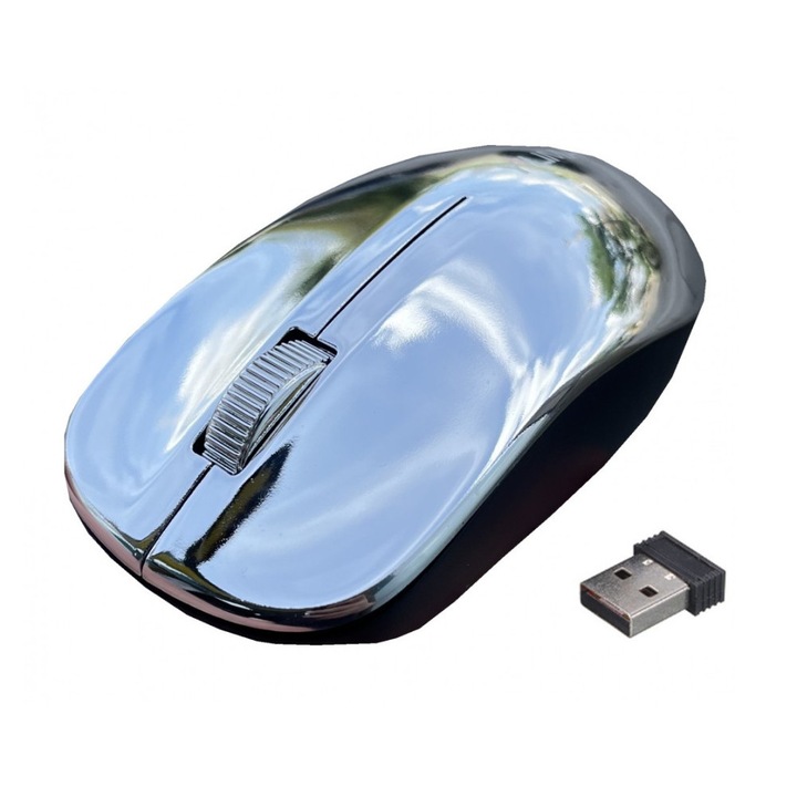 Vezeték nélküli optikai egér 33Q1, újratölthető akkumulátorral, 2.4GHz,1600dpi, Ezüst/Inox